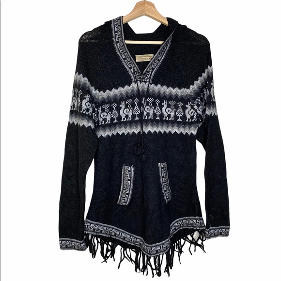 Alpaca Pullover Hooded Sweater Small 